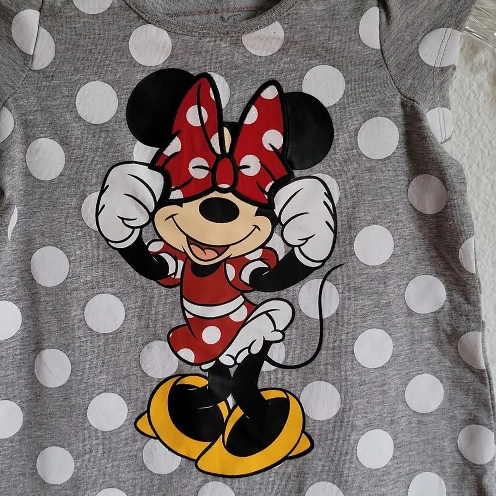 DISNEY Minnie Mouse Shirt & Leggings Set Walt Disney World Size 18M Gray & Red